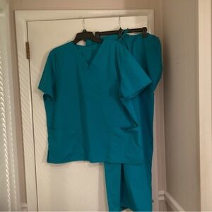 Scrubstar Womens Teal Scrub Set Large top X Large pants